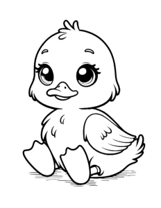 a black and white duckling coloring page