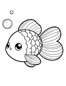 a black and white goldfish coloring page