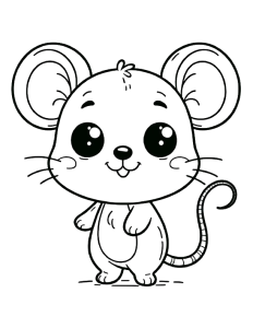 a black and white mouse coloring page